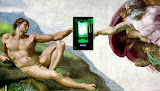 Artist depiction of God telling David to blend glow-sticks. (FYI David is hung much larger in real life.) Artist depiction of God telling David to blend glow-sticks. (FYI David is hung much larger in real life.)
