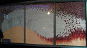 Spores (installation) 57.5 X 78.75 57.5 X 78.75 54.5 X 78.75in, tissue paper, rubber cement, paint marker on plastic sheeting