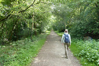 Kristy walking through the woods