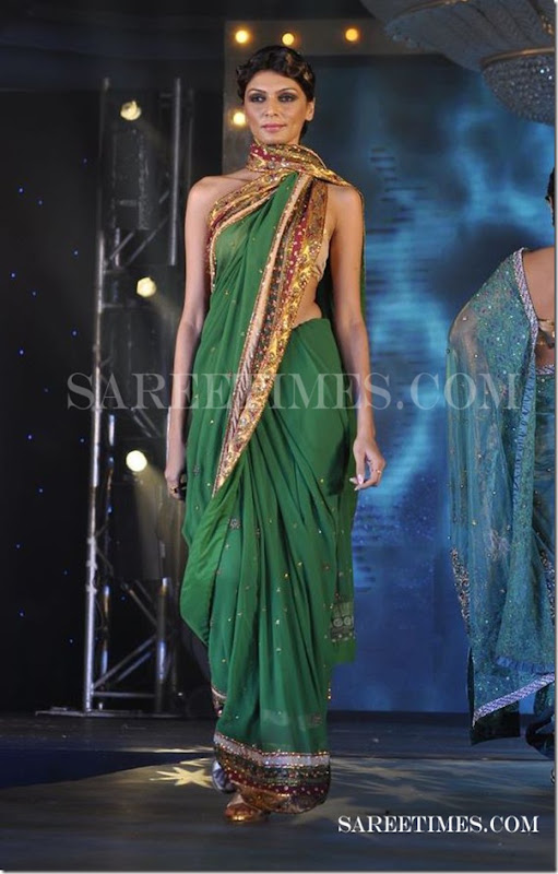 Green_Designer_Saree_Drape_Gitanjali_Fashion_Week
