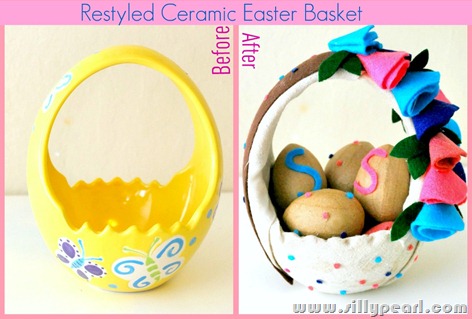 Restyled Ceramic Easter Basket Before After