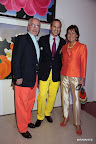 Macarena Llambi y Patrice Graviere llegaron súper coloridos a la fiesta de Javier.