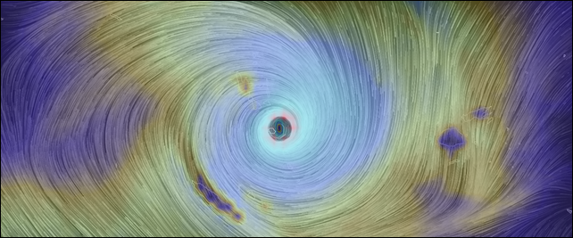 The eye of Category 5 Cyclone Pam hovers over the Pacific island nation of Vanuatu, 13 March 2015. Graphic: EarthWindMap / earth.nullschool.net