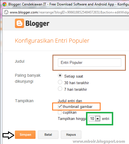 Blogger Entri Populer Widget mboir