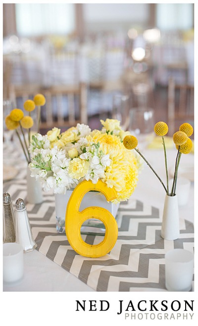 yellow and white centerpiece