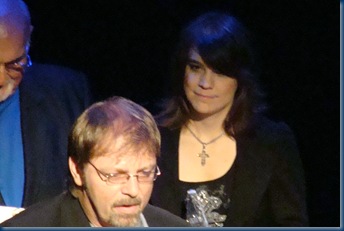 Ron Stewart & Kristen Scott Benson accepting the IBMA Award for Banjo Players of the Year, 2011 (tie)