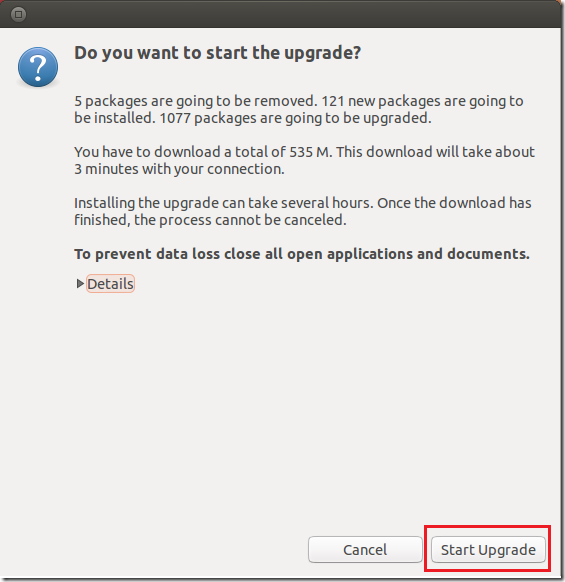 Start Upgrade Ubuntu