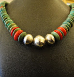 Handmade Silver Beads w/Turq. & Coral - Sold