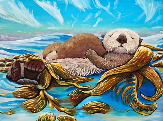 anastasiya bachmanova sea otter mom and pup art