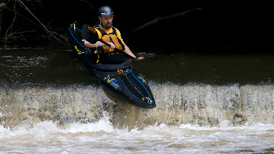 Chris running the dam above Glen Gray.