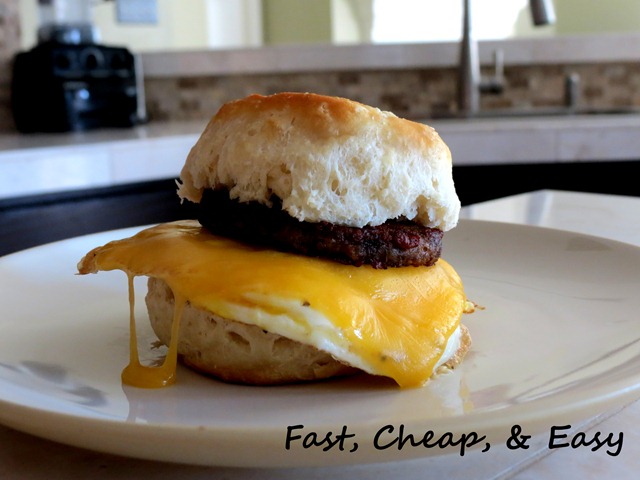 sausage egg cheese biscuit fast cheap easy 2