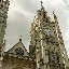 One of the two clock towers, which argue over time by about five minutes.