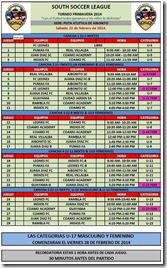 Itinerario Primera Jornada Torneo Primavera 2014
