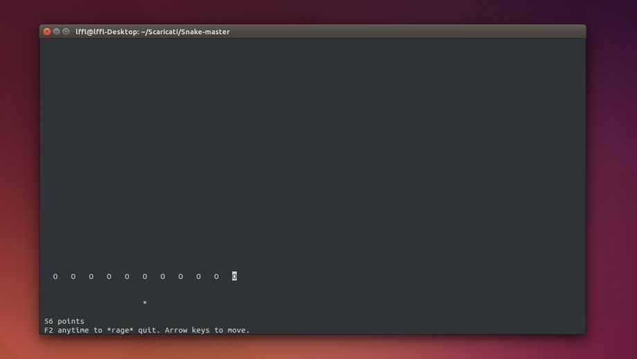 Snake Ncurses in Ubuntu
