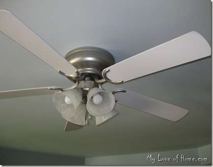 Ceiling Fan, Brushed Nickle Spray Paint, white, bedroom