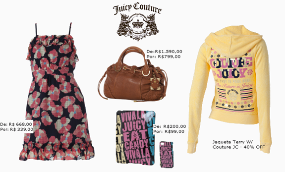 Liquidação Juicy Couture Verão 2012 com até 50% de desconto.