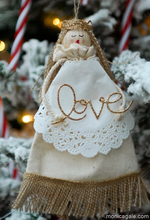 Angel made with Stampin'Up! muslin bags and burlap