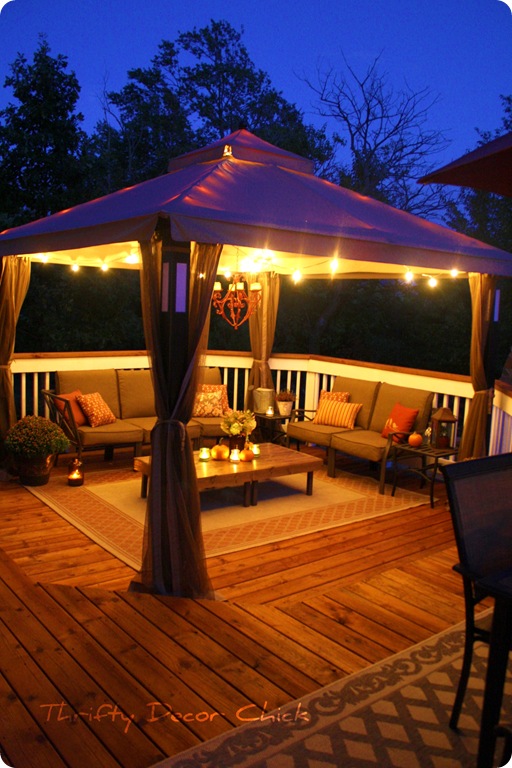 deck gazebo at night