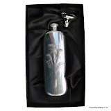Hip Flask with Scotch Thistle, Genuine Pewter, 3oz