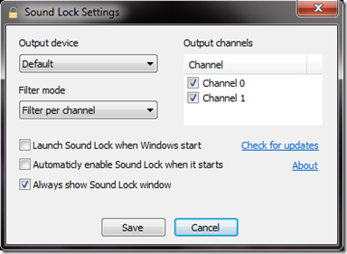 Sound Lock settaggi