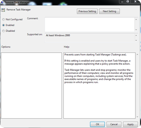 Menonaktifkan Task Manager Menonaktifkan Task Manager