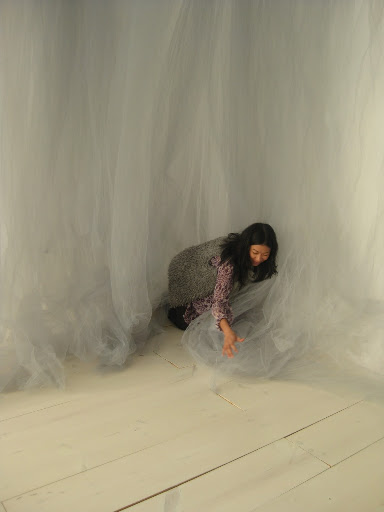 Katie fluffing the tulle