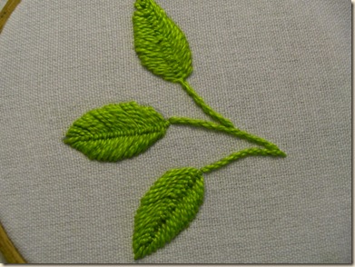 3 leaves - 2 Cretan Stitch and one fly stitch