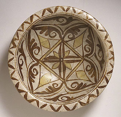 Bowl Iraq Bowl, 9th century Ceramic; Vessel, Earthenware, overglaze polychrome luster painted, 2 3/4 x 9 1/2 in. (6.99 x 24.13 cm) The Nasli M. Heeramaneck Collection, gift of Joan Palevsky (M.73.5.238) Art of the Middle East: Islamic Department.