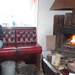 at the fireplace with my mom in IJmuiden, Netherlands 