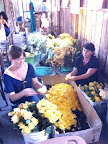 Danielle preps the petals for the ceremony aisle.
