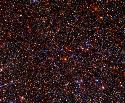 campo estelar lotado no disco da galáxia de Andrômeda