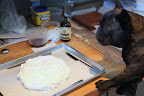 Look at this gorgeous pavlova.  These knives will weigh down the parchment paper so that it won't blow around in the convection oven.  The meringue needs to be crisp on the outside and marshmallow-like inside.