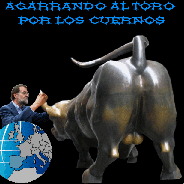 GIF ANIMADO Rajoy Agarrando el toro por los cuernos
