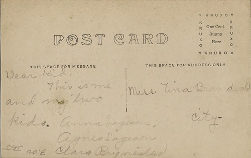 Postcard me and my two kids DL Antiques back Postcard me and my two kids DL Antiques back