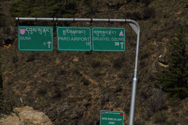 Directions on the Thimphu-Paro road