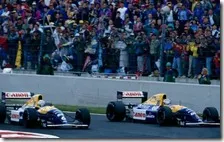 Mansell e Patrese nel gran premio di Francia del 1992