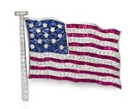 A Diamond, Ruby and Sapphire American Flag Brooch, By Cartier