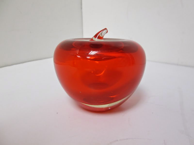 Vintage Glass Apple Paperweight