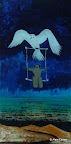 209 - Flying Freedom - 2008<br />
31 x 61 - Acrylique, sable, or sur résine précieuse