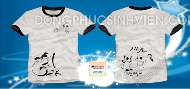 Áo lớp đơn giản màu trắng cổ tròn in hình biến họa Boy & Girl - Mã AL57 Áo lớp đơn giản màu trắng cổ tròn in hình biến họa Boy & Girl - Mã AL57
