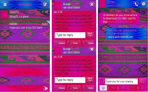 Go sms theme Pink Blue Aztec
