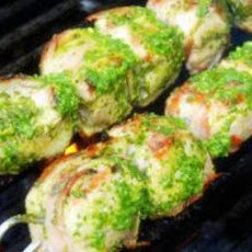 Bacon-Wrapped Pork Medallions With Electric Chimichurri Sauce