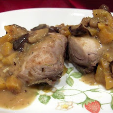 Poached Mahi Mahi (with Mushrooms and Apricots)