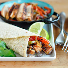 Chipotle Chicken Fajitas with Creamy Black Bean Spread