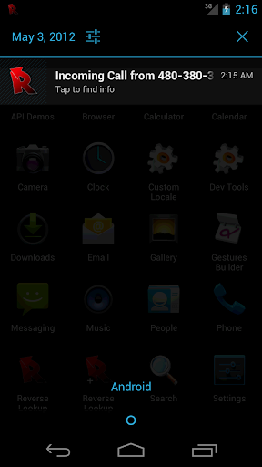 reverse-lookup for android screenshot