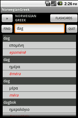 Norwegian Greek Dictionary