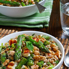 Asparagus, Halloumi and Chickpea Farro Salad