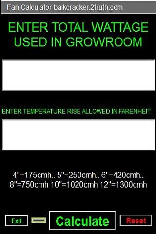 Hydroponics Air Flow Calc