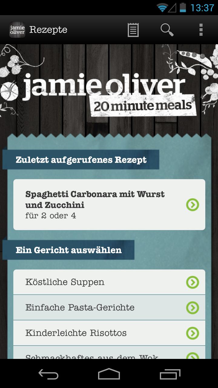 Android application Jamies 20 Minute Meals screenshort