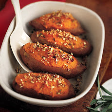Twice Baked Sweet Potatoes with Sage and Pecans